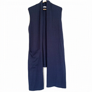 Bryn Walker Vest Lagenlook Open Front High Low Bamboo Organic Cotton Blue